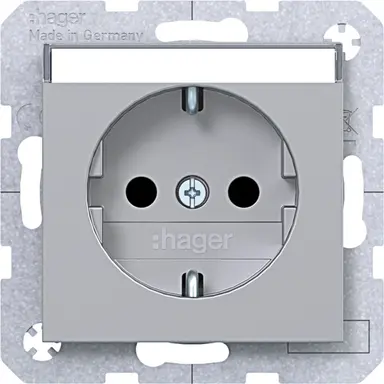 Hager Berker WAS1201TA wandcontactdoos randaarde Safety Plus met tekstveld A1/A8/C1/C8 titaan