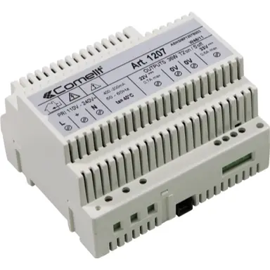 Comelit 1207 voedingstrafo iKall 230V 22VDC 400mA DIN-rail IP20 kortsluitvast