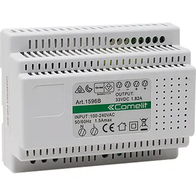 Comelit 1596B voedingstrafo buitenpost DIN-rail 230V 33VDC 1800mA kortsluitvast