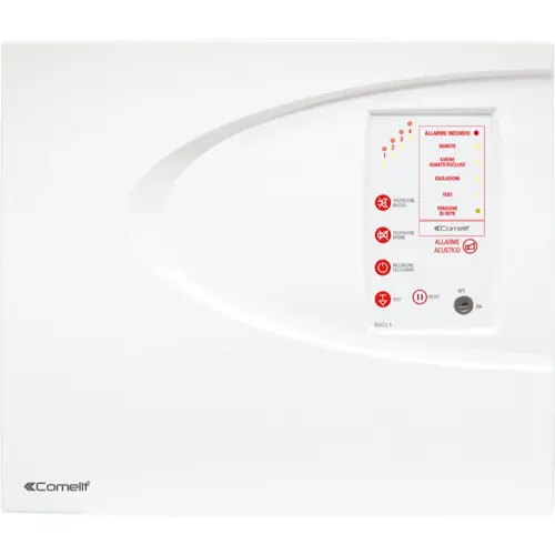 Comelit 43CPC004 conventionele Eracle brandmeldcentrale 4 meldgroepen 230V opbouw