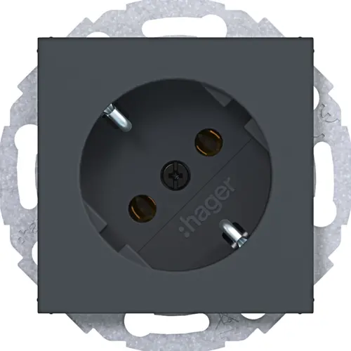 Hager Berker WAS1105AT wandcontactdoos randaarde 45 graden gedraaid A1/A8/C1/C8 antraciet mat