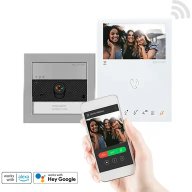 Comelit KVU8190W ultra inbouw mini handsfree videokit 2-draads wit zilver