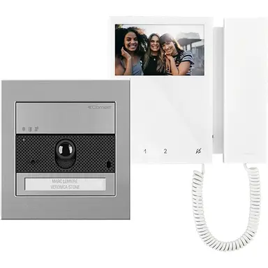 Comelit KVU8190 ultra mini videodeurintercomset 2-draads simplebus inbouw zilver wit