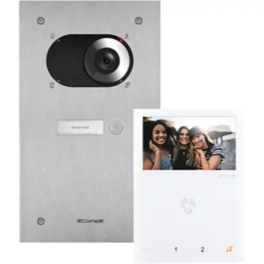 Comelit KVS2001 enkelvoudige SWITCH MINI HF videokit 2-draads Simplebus systeem wit zilver
