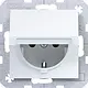 Hager Berker WAS1110WG wandcontactdoos randaarde met klapdeksel A1/A8/C1/C8 lichtwit glans