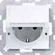 Hager Berker WAS1112WG wandcontactdoos randaarde met vergrendelbaar klapdeksel A1/A8/C1/C8 lichtwit glans