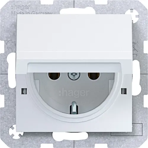 Hager Berker WAS1112WM wandcontactdoos randaarde met vergrendelbaar klapdeksel A1/A8/C1/C8 lichtwit mat