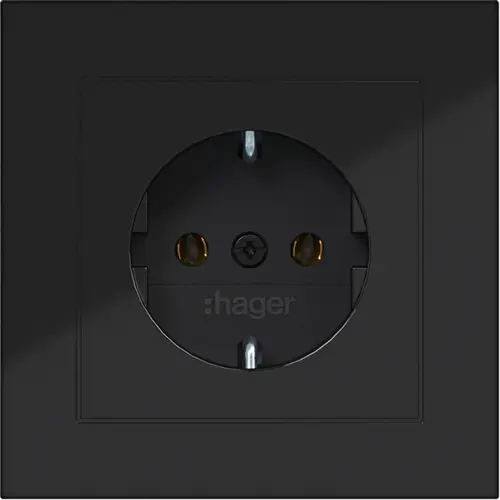 Hager Berker WAS1120BG wandcontactdoos randaarde voor afzonderlijke montage A1 nachtzwart glans