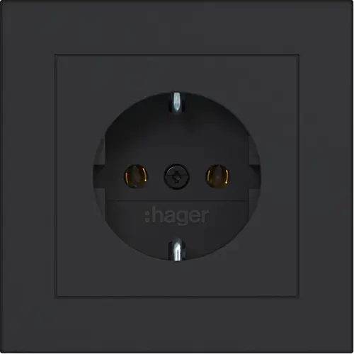 Hager Berker WAS1120BM wandcontactdoos randaarde voor afzonderlijke montage A1 nachtzwart mat