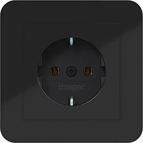 Hager Berker WAS1121BG wandcontactdoos randaarde voor afzonderlijke montage C1 nachtzwart glans