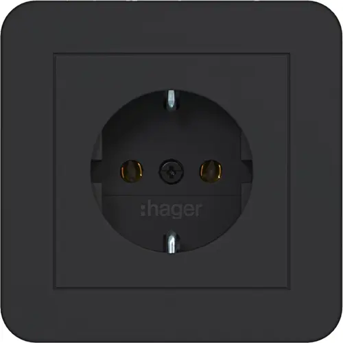 Hager Berker WAS1121BM wandcontactdoos randaarde voor afzonderlijke montage C1 nachtzwart mat