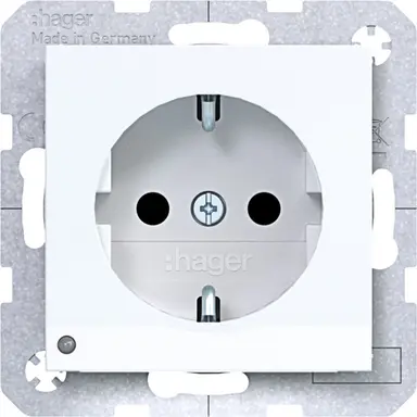 Hager Berker WAS1462WG wandcontactdoos randaarde Safety Plus met LED-orientatielicht A1/A8/C1/C8 lichtwit glans