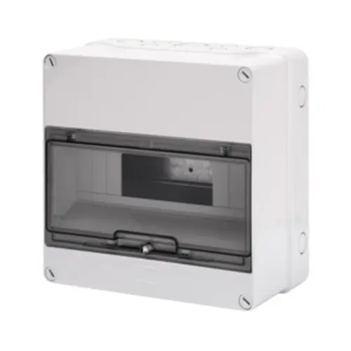 Gewiss GW40005 opbouwkast leeg 12 modules 1 rij DIN-rail IP55 transparante deur wit