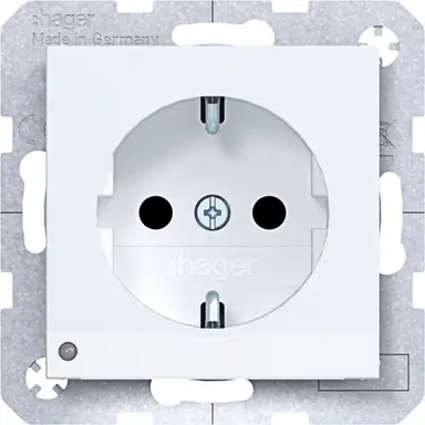 Hager Berker WAS1462WM wandcontactdoos randaarde Safety Plus met LED-orientatielicht A1/A8/C1/C8 lichtwit mat
