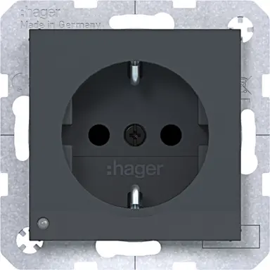 Hager Berker WAS1462AT wandcontactdoos randaarde Safety Plus met LED-orientatielicht A1/A8/C1/C8 antraciet mat
