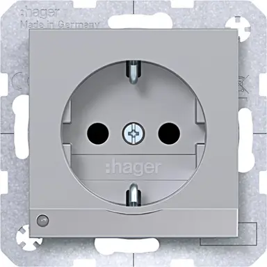 Hager Berker WAS1462TA wandcontactdoos randaarde Safety Plus met LED-orientatielicht A1/A8/C1/C8 titaan