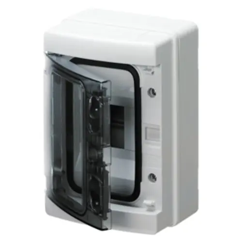 Gewiss GW40101 opbouwkast leeg 4 modules 1 rij DIN-rail IP65 transparante deur wit