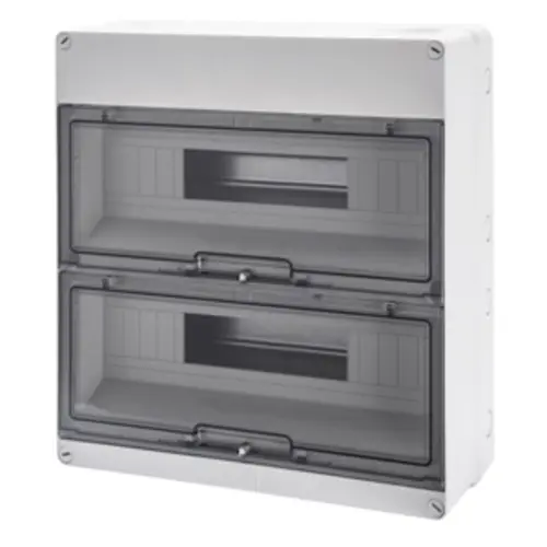 Gewiss GW40009US opbouwkast 3 rijen 18 modulen kunststof transparante deur IP55 wit