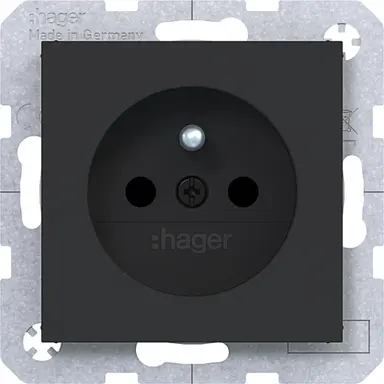 Hager Berker WAS1600BM wandcontactdoos penaarde Safety Plus A1/A8/C1/C8 nachtzwart mat