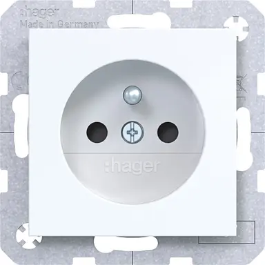 Hager Berker WAS1600WG wandcontactdoos penaarde Safety Plus A1/A8/C1/C8 lichtwit glans