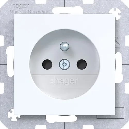 Hager Berker WAS1600WG wandcontactdoos penaarde Safety Plus A1/A8/C1/C8 lichtwit glans
