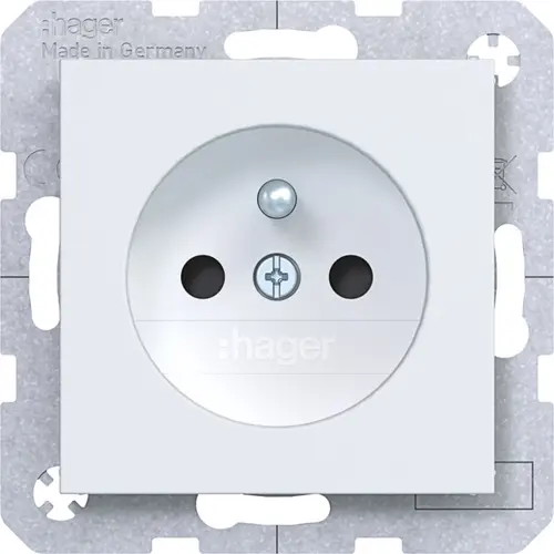 Hager Berker WAS1600WM wandcontactdoos penaarde Safety Plus A1/A8/C1/C8 lichtwit mat