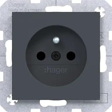 Hager Berker WAS1600AT wandcontactdoos penaarde Safety Plus A1/A8/C1/C8 antraciet mat