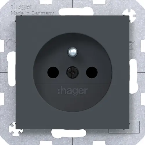 Hager Berker WAS1600AT wandcontactdoos penaarde Safety Plus A1/A8/C1/C8 antraciet mat