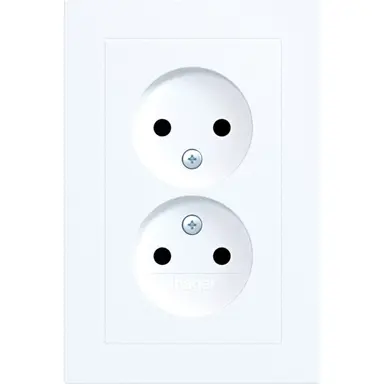 Hager Berker WAS5470WM wandcontactdoos 2-voudig zonder randaarde Safety Plus voor enkele inbouwdoos A1 lichtwit mat