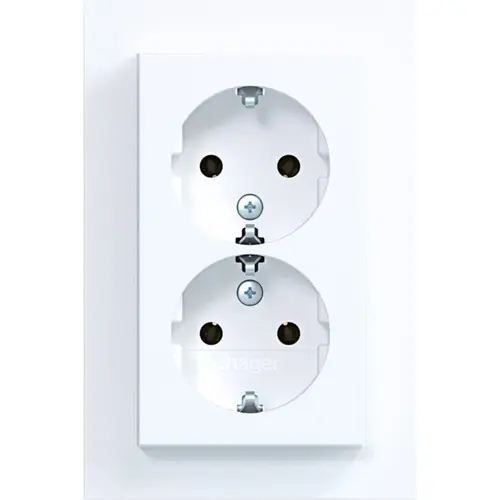 Hager Berker WAS2175WM wandcontactdoos 2-voudig randaarde voor enkele inbouwdoos A1 lichtwit mat