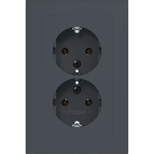 Hager Berker WAS2170AT wandcontactdoos 2-voudig randaarde voor ovale 1,5 inbouwdoos A1 antraciet mat