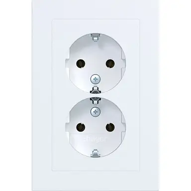 Hager Berker WAS2170WM wandcontactdoos 2-voudig randaarde voor ovale 1,5 inbouwdoos A1 lichtwit mat