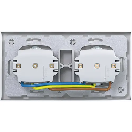 Hager Berker WAS2123WG wandcontactdoos 2-voudig met randaarde voorbedraad voor duo-inbouwdoos A1 lichtwit glans