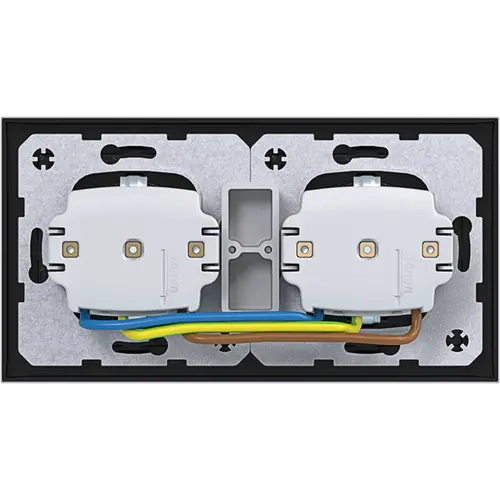 Hager Berker WAS2123TA wandcontactdoos 2-voudig randaarde voorbedraad voor duo-inbouwdoos A1 titaan