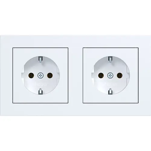 Hager Berker WAS2123WM wandcontactdoos 2-voudig randaarde voorbedraad voor duo-inbouwdoos A1 lichtwit mat