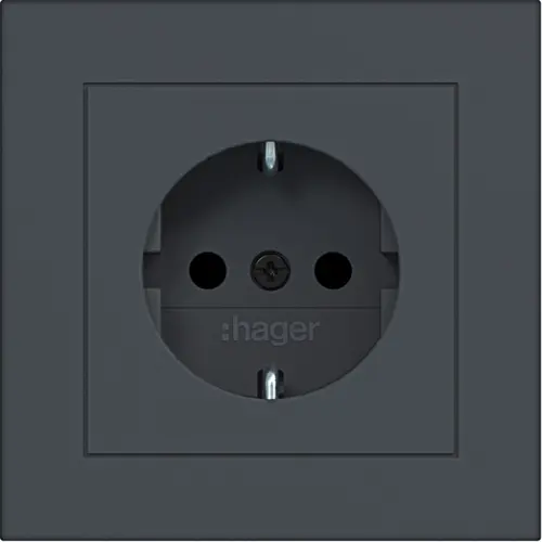 Hager Berker WAS1220AT wandcontactdoos randaarde Safety Plus voor afzonderlijke montage A1 antraciet mat