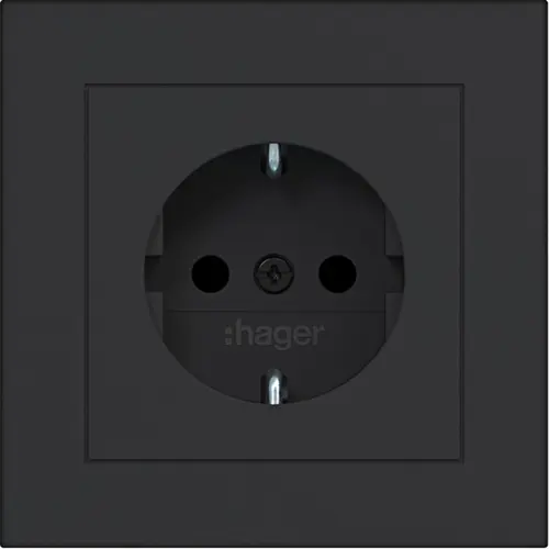 Hager Berker WAS1220BM wandcontactdoos randaarde Safety Plus voor afzonderlijke montage A1 nachtzwart mat