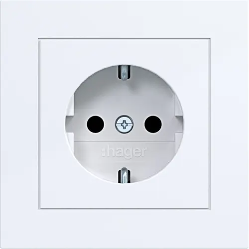 Hager Berker WAS1220WG wandcontactdoos randaarde Safety Plus voor afzonderlijke montage A1 lichtwit glans