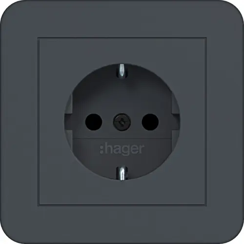 Hager Berker WAS1221AT wandcontactdoos randaarde Safety Plus voor afzonderlijke montage C1 antraciet mat