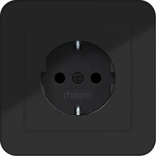 Hager Berker WAS1221BG wandcontactdoos randaarde Safety Plus voor afzonderlijke montage C1 nachtzwart glans