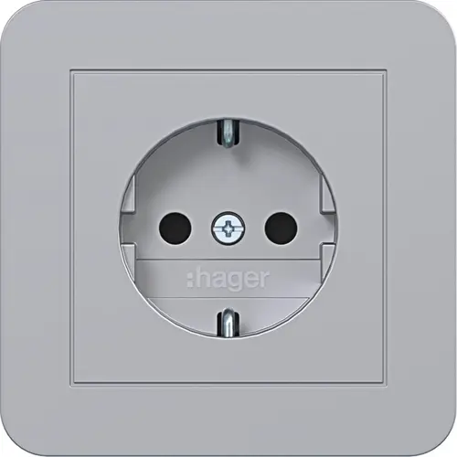 Hager Berker WAS1221TA wandcontactdoos randaarde Safety Plus voor afzonderlijke montage C1 titaan