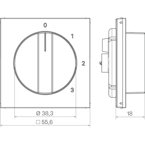 Hager Berker WAF1315TA draaiknop driestandenschakelaar met nulstand 0-1-2-3 A1/A8/C1/C8 titaan