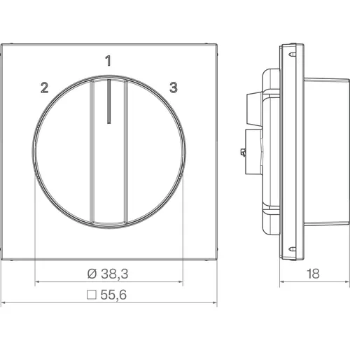 Hager Berker WAF1316TA draaiknop driestandenschakelaar 2-1-3 A1/A8/C1/C8 titaan
