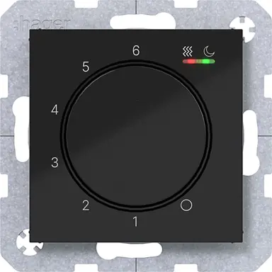 Hager Berker WAN5011BG kamerthermostaat verwarmen/koelen A1/A8/C1/C8 nachtzwart glans