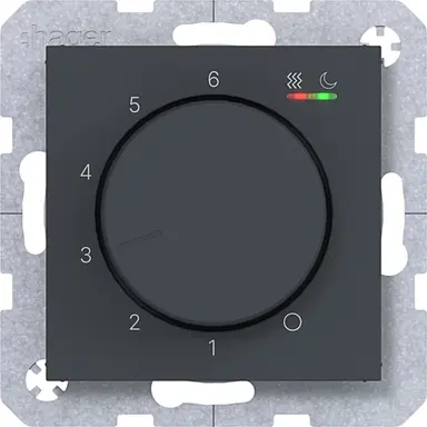 Hager Berker WAN5011AT kamerthermostaat verwarmen/koelen A1/A8/C1/C8 antraciet mat