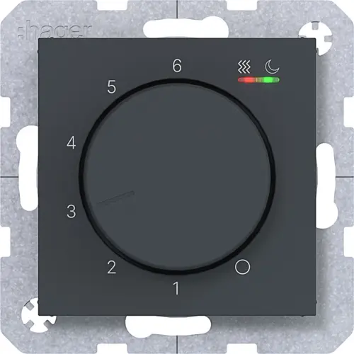 Hager Berker WAN5011AT kamerthermostaat verwarmen/koelen A1/A8/C1/C8 antraciet mat
