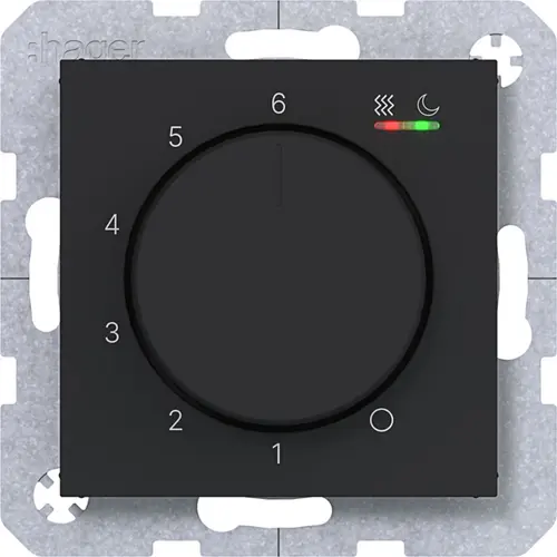 Hager Berker WAN5011BM kamerthermostaat verwarmen/koelen A1/A8/C1/C8 nachtzwart mat