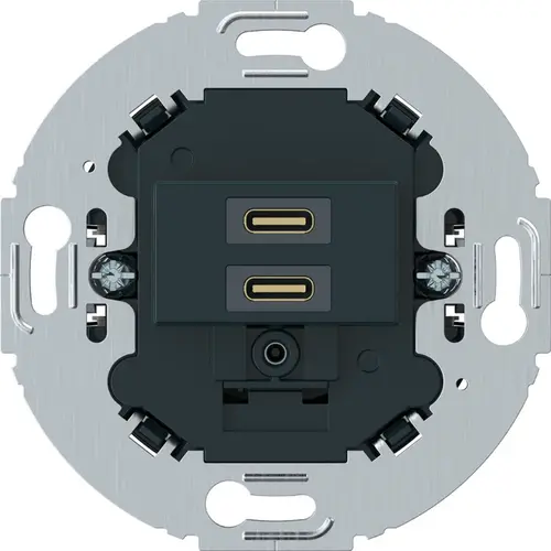 Hager Berker WTS4155BM USB-lader met 2x USB-C voor Serie-1930/R.Classic zwart