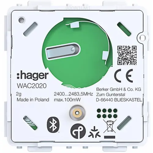Hager Berker WAC2020 wandzender bedieningselement met batterij 2-voudig