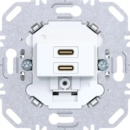 Hager Berker WAS4155WM USB-lader met 2x USB-C wit